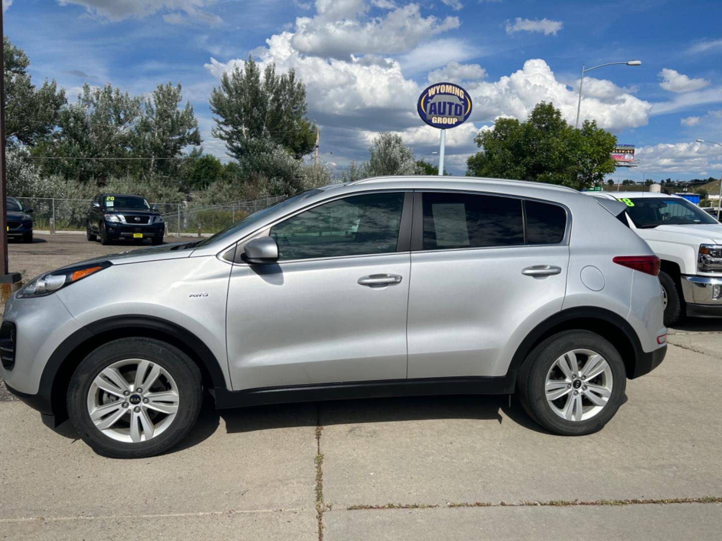 2019 Silver /Gray Kia Sportage LX AWD (KNDPMCAC4K7) with an 2.4L V6 DOHC 24V engine, 6A transmission, located at 3030 CY Ave, Casper, WY, 82604, (307) 265-3830, 42.827816, -106.357483 - Photo#0