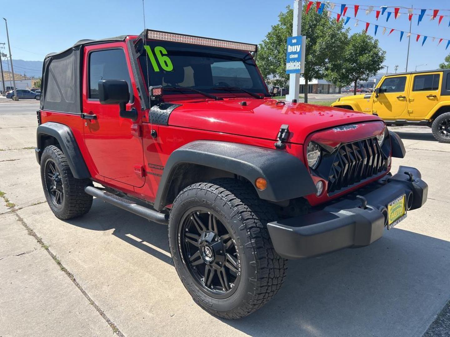 2016 red Jeep Wrangler sport (1C4AJWAG1GL) with an V6, 3.6L engine, Automatic transmission, located at 3030 CY Ave, Casper, WY, 82604, (307) 265-3830, 42.827816, -106.357483 - Photo#3