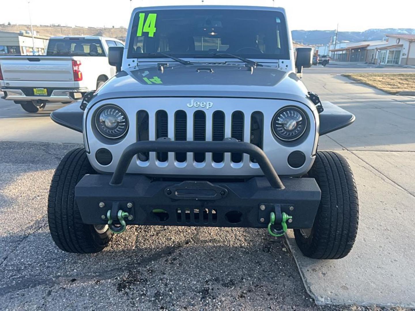 2014 gray Jeep Wrangler Unlimited Sport (1C4HJWDG1EL) with an V6, 3.6L engine, Automatic 6-Speed transmission, located at 3030 CY Ave, Casper, WY, 82604, (307) 265-3830, 42.827816, -106.357483 - Photo#2